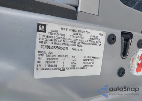 2005 Chevrolet Equinox Lt from USA, damaged, VIN 2CNDL63F256150312